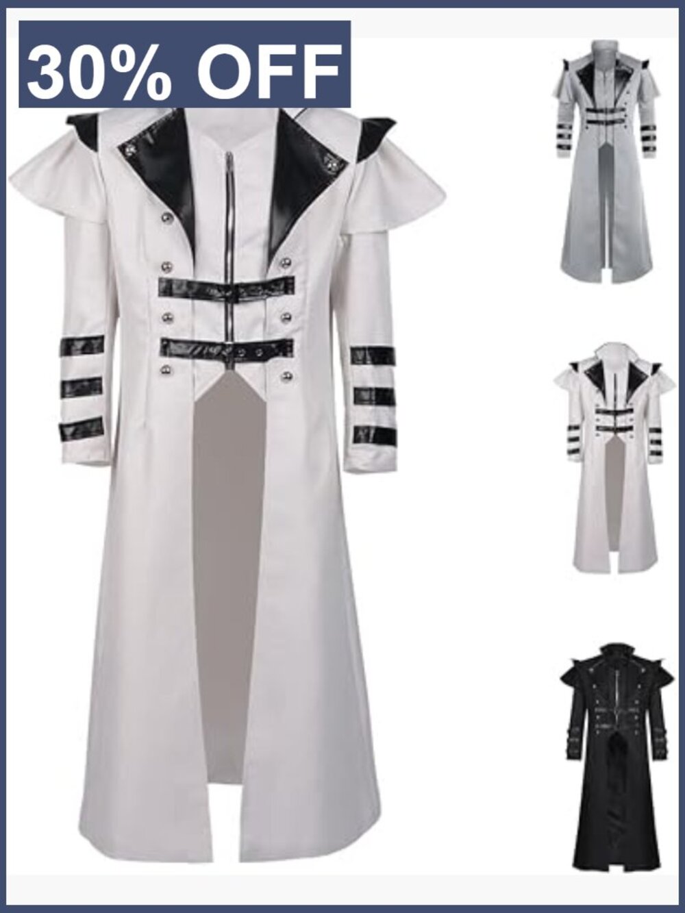 Men's Steampunk Gothic Victorian Long Trench Coat Halloween Costume Jacket